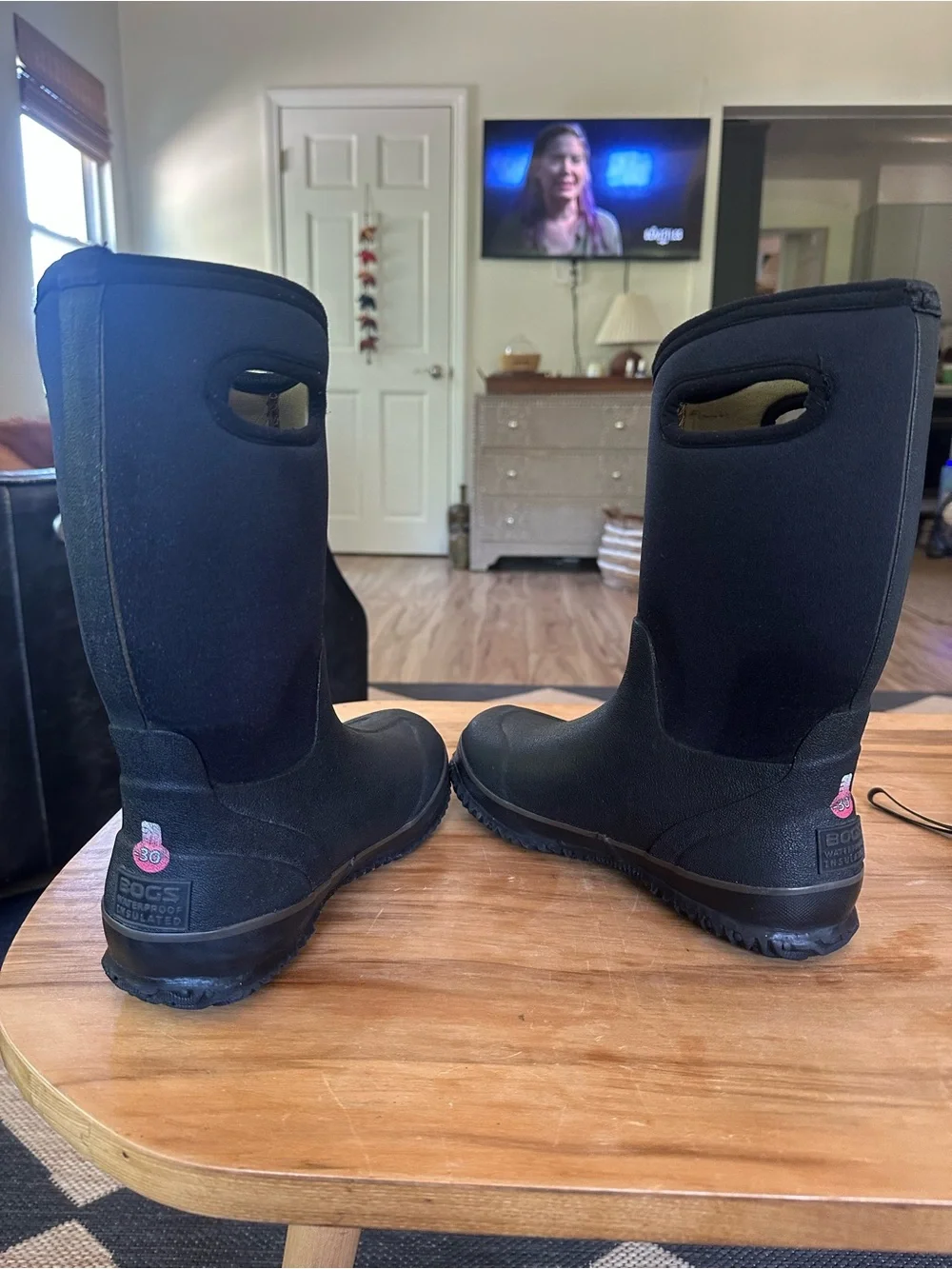 Bogs Black classic high handle waterproof boot used wear to sole great condition
